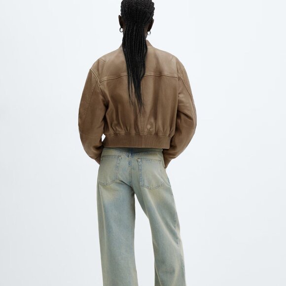 MANGO NWT Genuine Leather Bomber - Picture 5 of 14